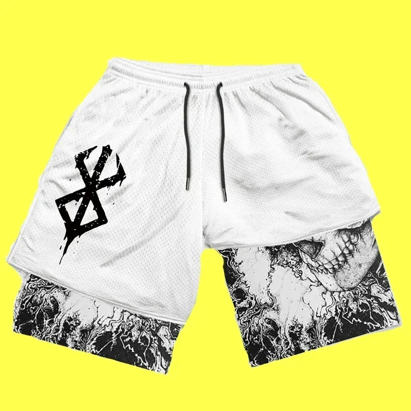 Summer Men Streetwear Anime High Waist Oversize Breathable Gym Short