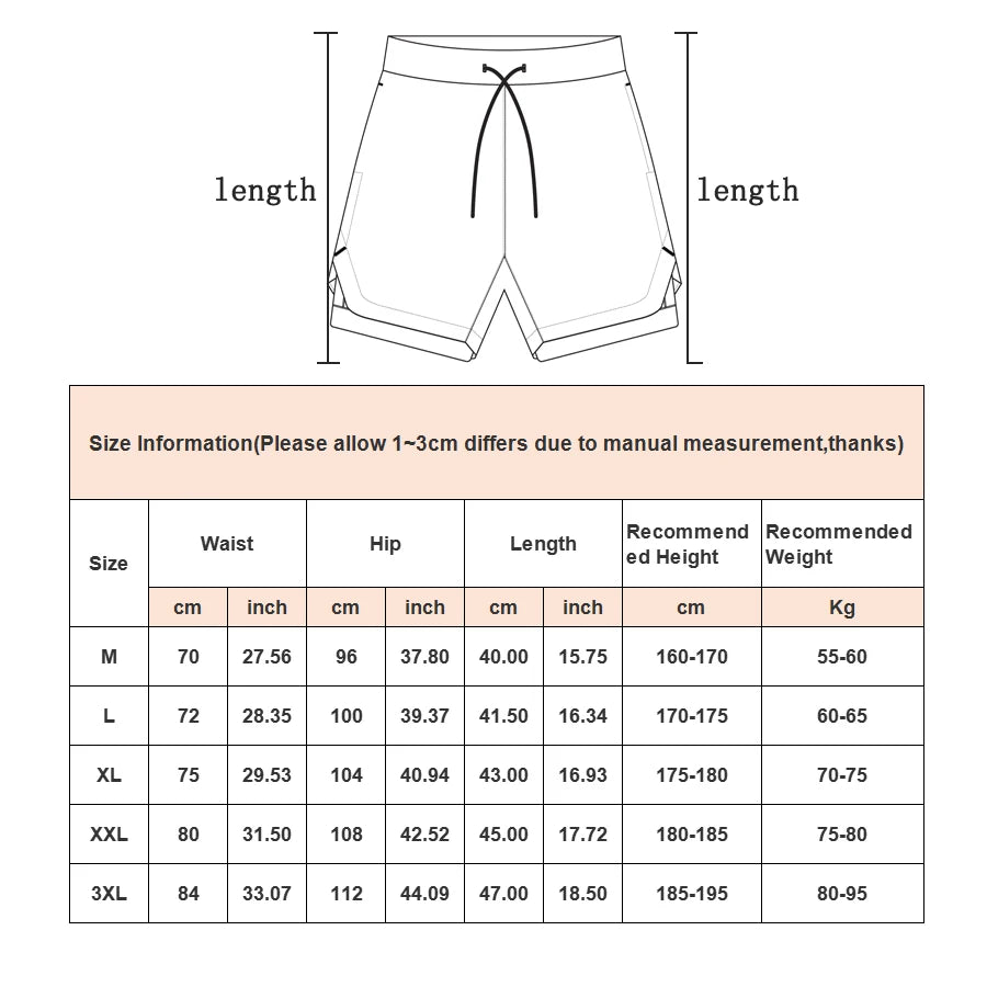 Running Shorts for Men 
Gym Sports Shorts 2 In 1, Quick Dry