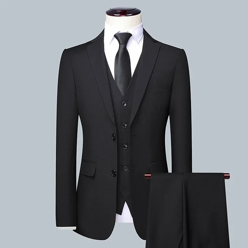 High Quality Men (Blazer+ Waistcoat + Trousers) 
Simple Business Elegant Fashion Gentleman Suit, Slim fit