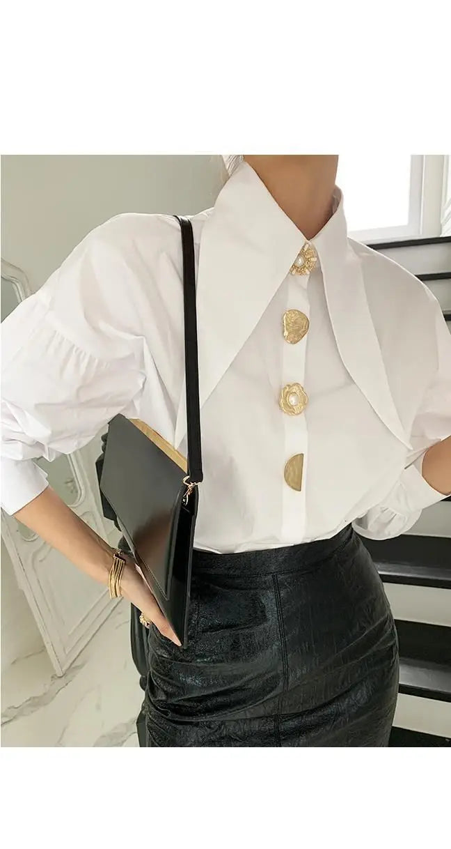 Sharp Corner Lapel Lady Blouses