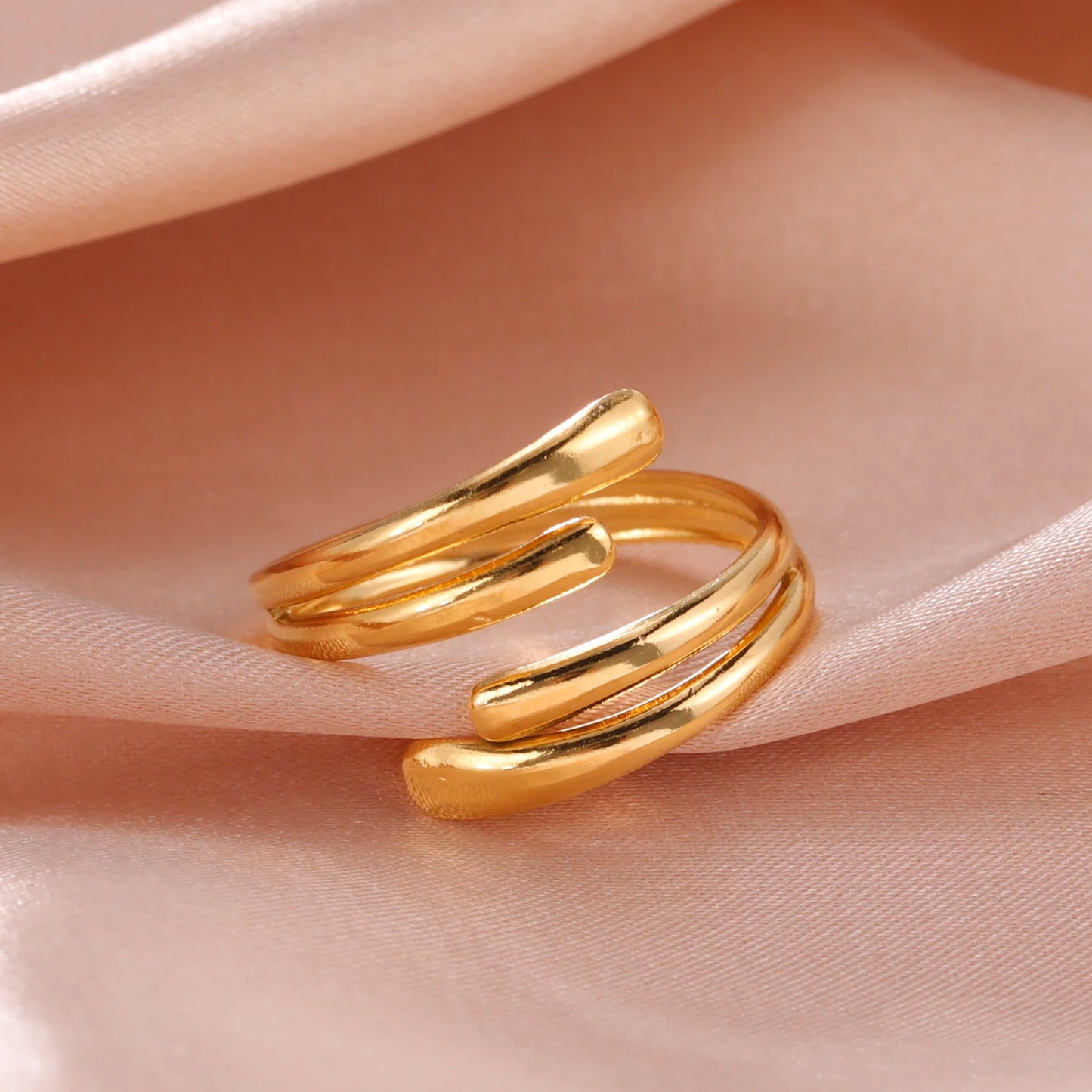 Stainless Steel Irregular Geometric Ring, Gold Color 
Open Finger Rings