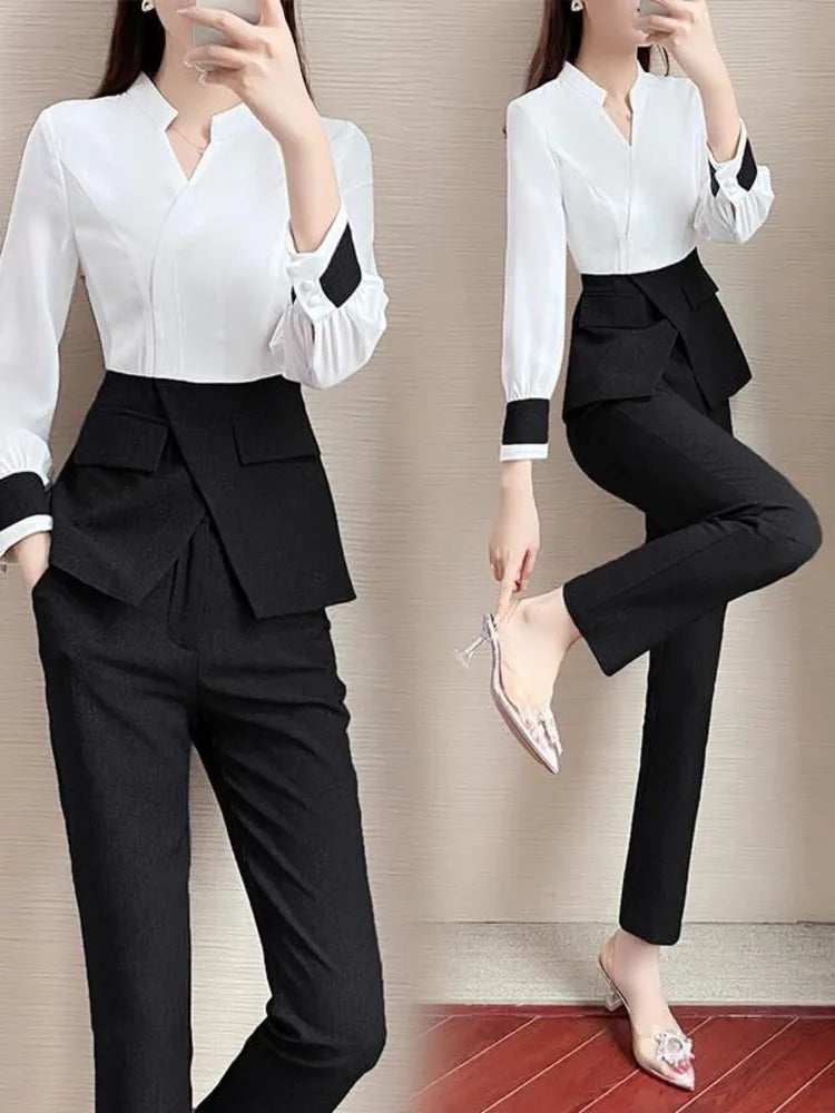 2-piece Set Women's Fashion, Professional Elegant Business Casual Single Breasted Blazer