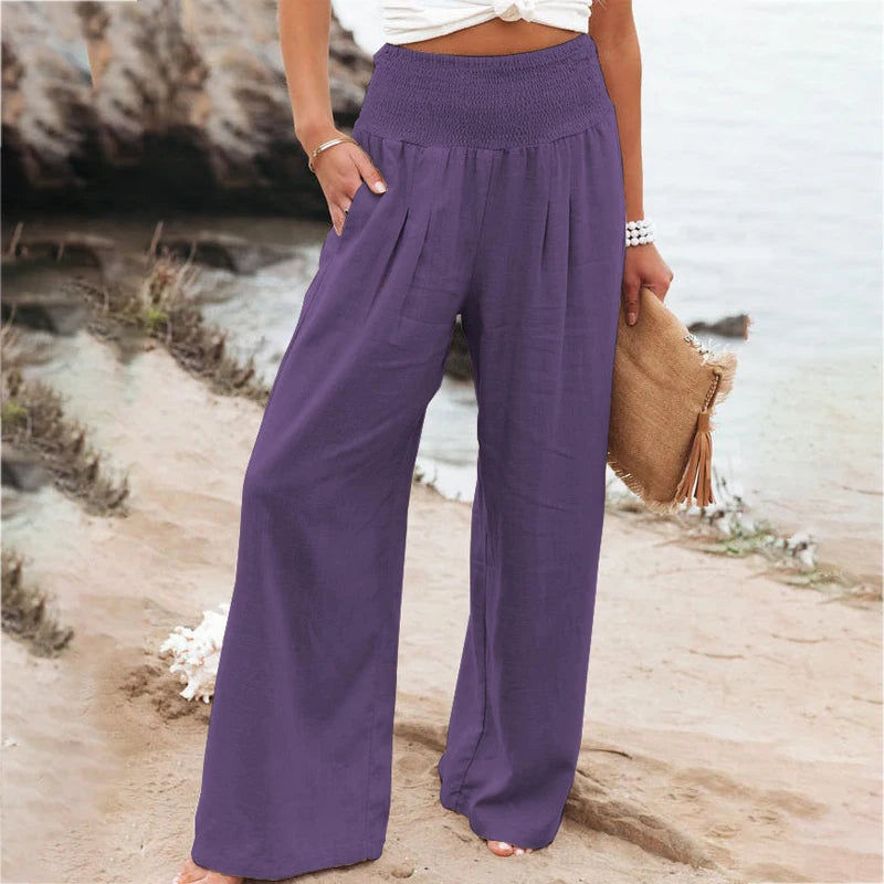 Women Cotton Linen Wide Leg Pants