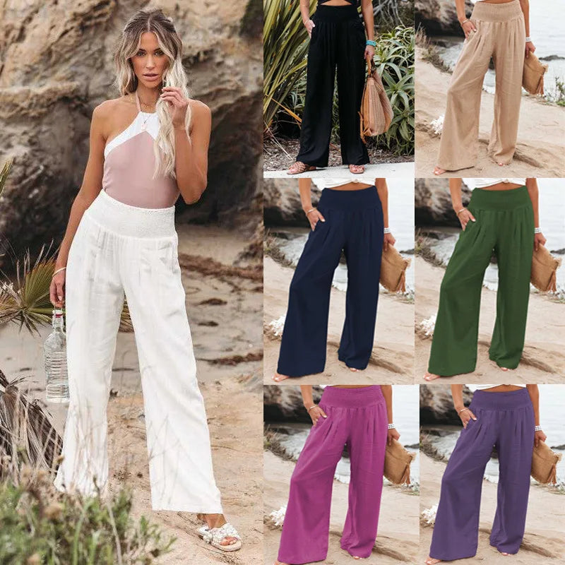 Autumn & Winter Cotton Hemp High Waist Pants