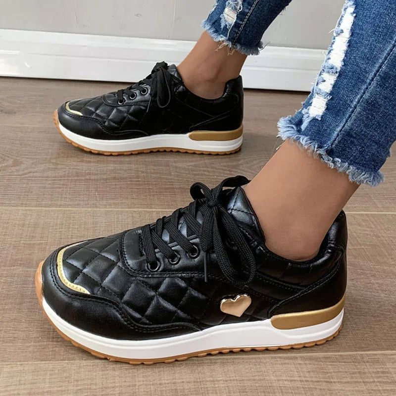 Women Sneakers Platform Shoes 
PU Leather Patchwork Casual Sport Ladies Shoes