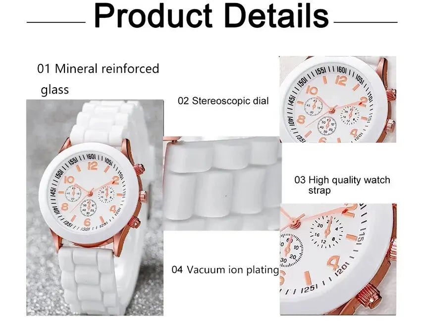 2Pcs Women Luxury Fashion Elegant Alloy Wristwatch
Silicone Strap Watch Quartz
No Box