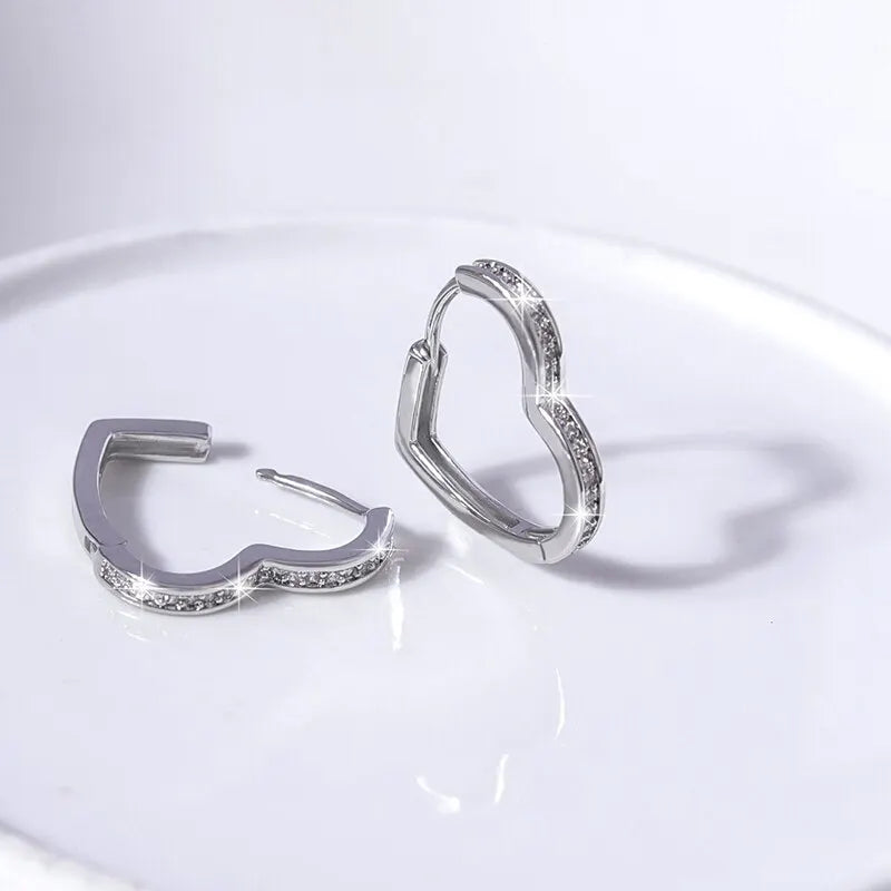 Small Heart Hoop Earrings
Luxury Micro Paved CZ Crystal Earrings