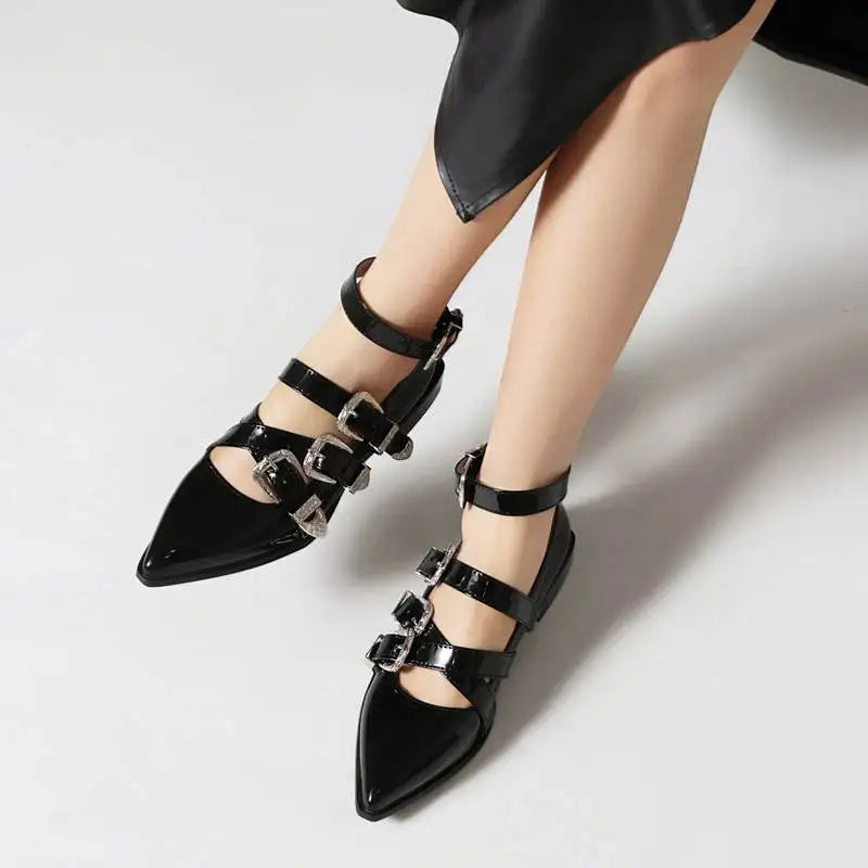 Women Shoes with Pointed Toe & Buckle Straps