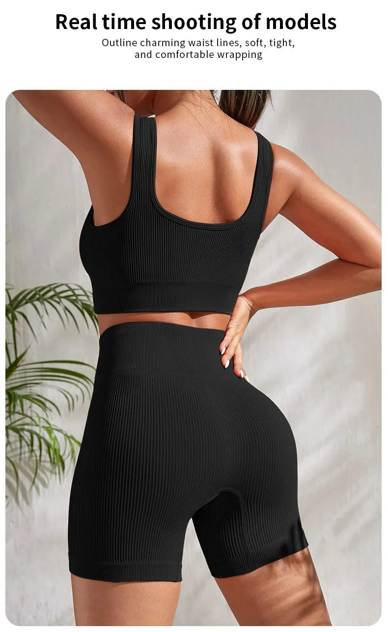 Seamless Ribbed Yoga Sets 
Workout Sets for Women in 2 Pieces