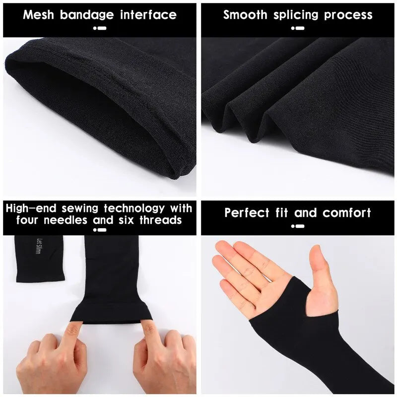 1 Pair Summer Finger Sleeve Ice Cool Wearing 
High Elastic Elbow, Spring Outdoor Riding Fingerless Silk Sleeve