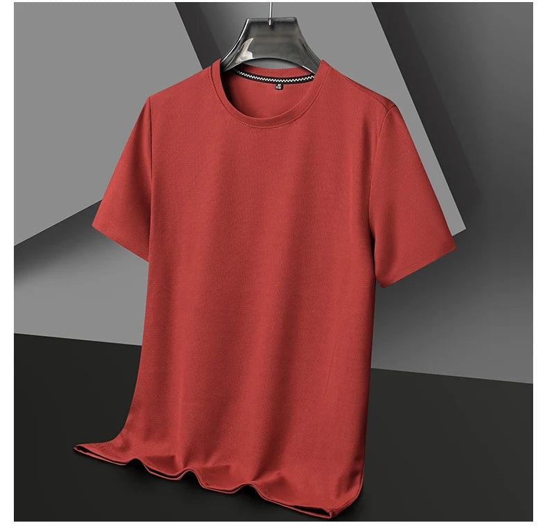 New Summer Waffle Round Neck Short Sleeved T-shirt for Men's