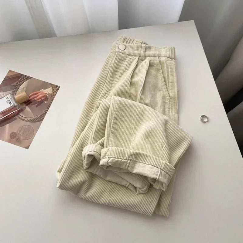 Retro High Waist Corduroy Pants