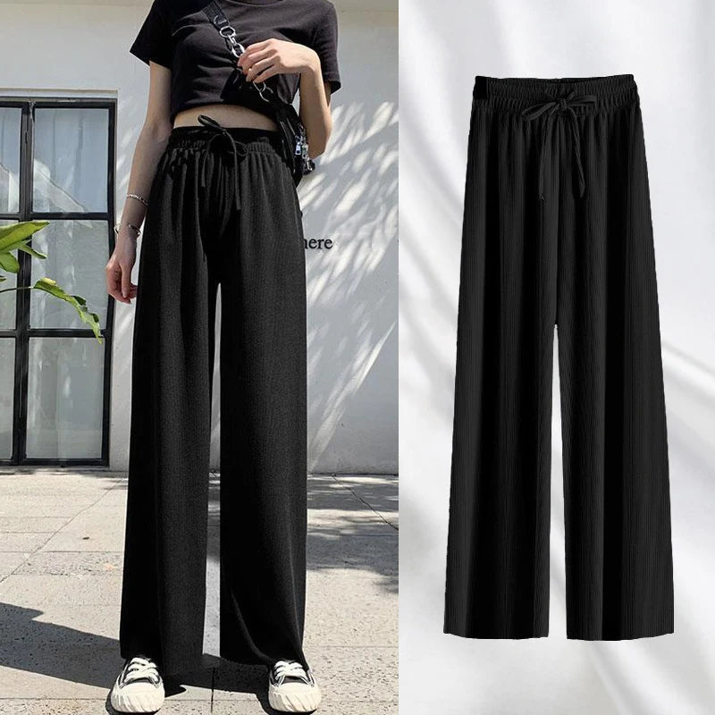 Summer Ice Silk Wide Leg Pants