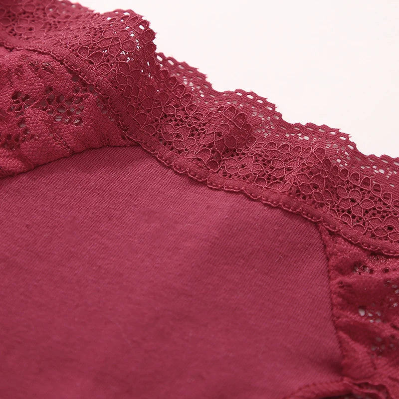 Lace Sexy Panties, Seamless, Hollow Out, Solid Color, Comfort