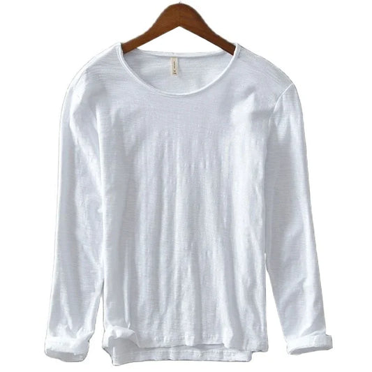 Autumn Solid Color Long-sleeved T-shirt for Men
Casual Bottoming T-shirt for Male, Cotton Crew Neck T-Shirt