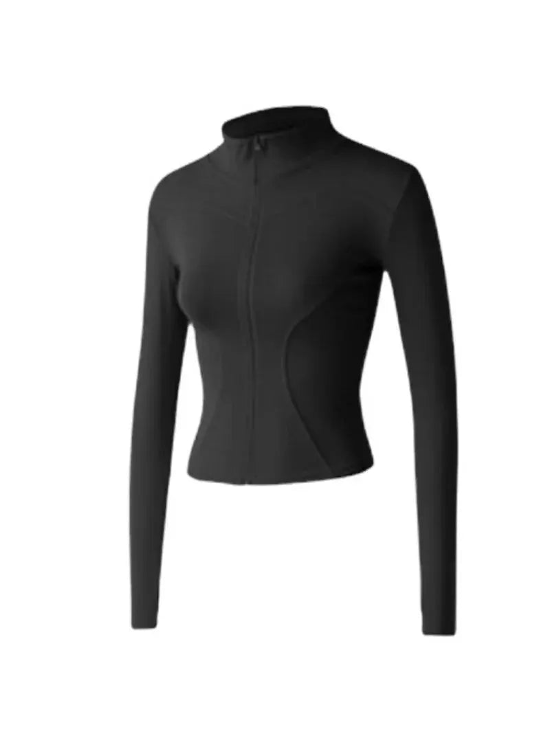 High Elastic Quick-drying Sports Jacket with Vertical Collar 
Slim-fit girls Fitness Jacket