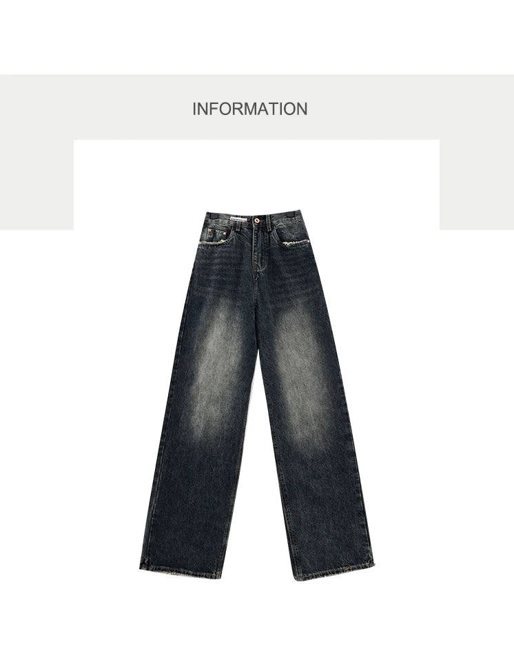 Streetwear Retro Autumn Women High Waist Jeans