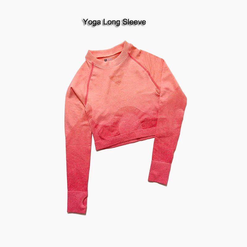 Ladies Seamless Yoga T Shirt Sports Bras Long Sleeve 
Running Slim Breathable Sports girls Tops