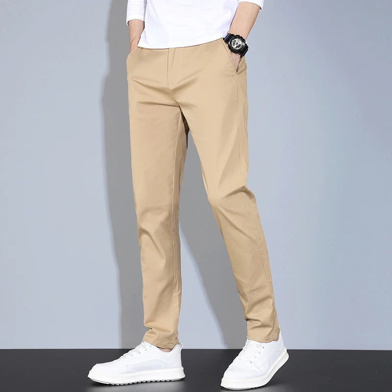 Men Thin Cotton Straight Casual Pants