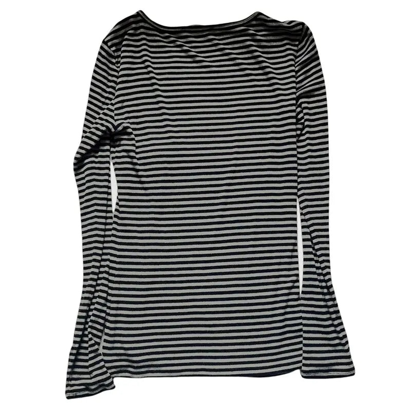 Women T-shirt Long Sleeve, Crew Neck 
Striped Fall Slim Fit Ladies Casual Tops