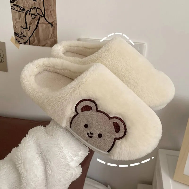 Cute Animal Fur Slipper For Women
Winter Warm Slippers Cartoon Teddy Bear House Shoes