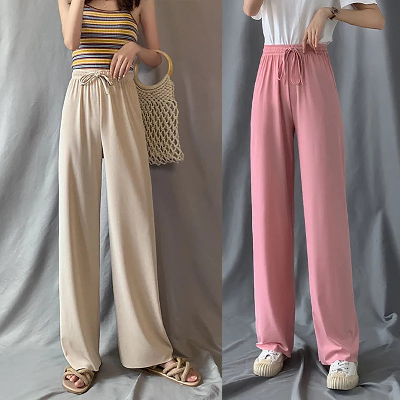 Summer Ice Silk Wide Leg Pants