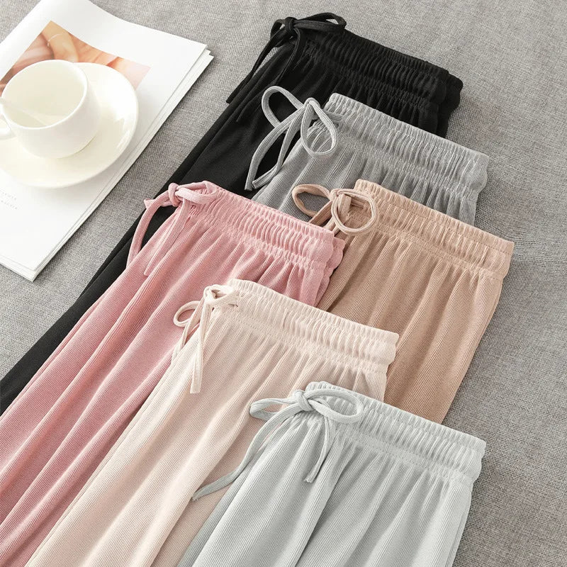 Summer Ice Silk Wide Leg Pants