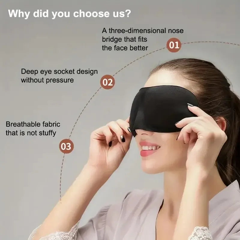 3 D Stereoscopic Sleep Eye Mask
Sleep Magic Memory Sponge 
Black Shading Breathable Eye Protection