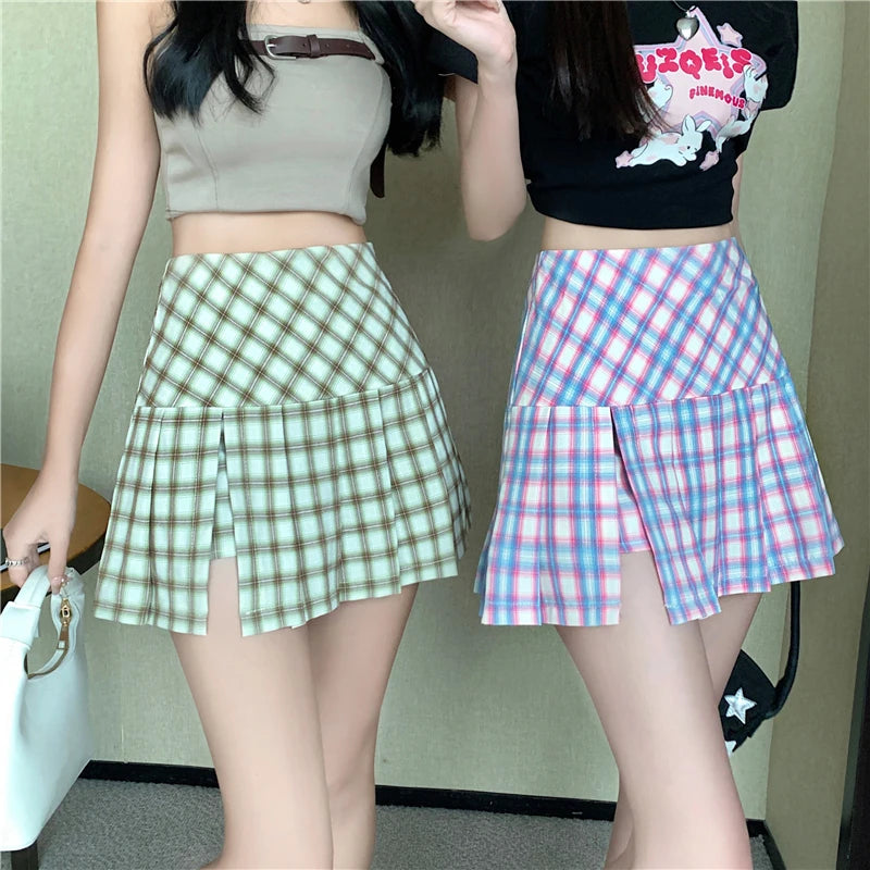 Preppy Style Pleated Mini Skirt