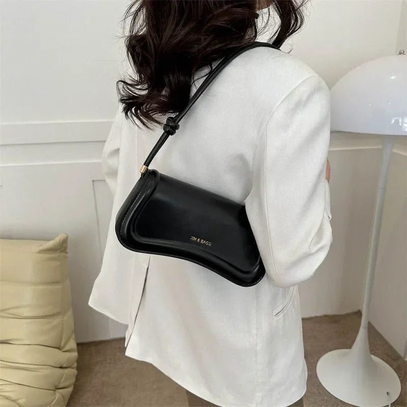 Ladies Shoulder Crossbody Bags 
PU Leather Women Underarm Bags, Solid Color, Small Top-handle