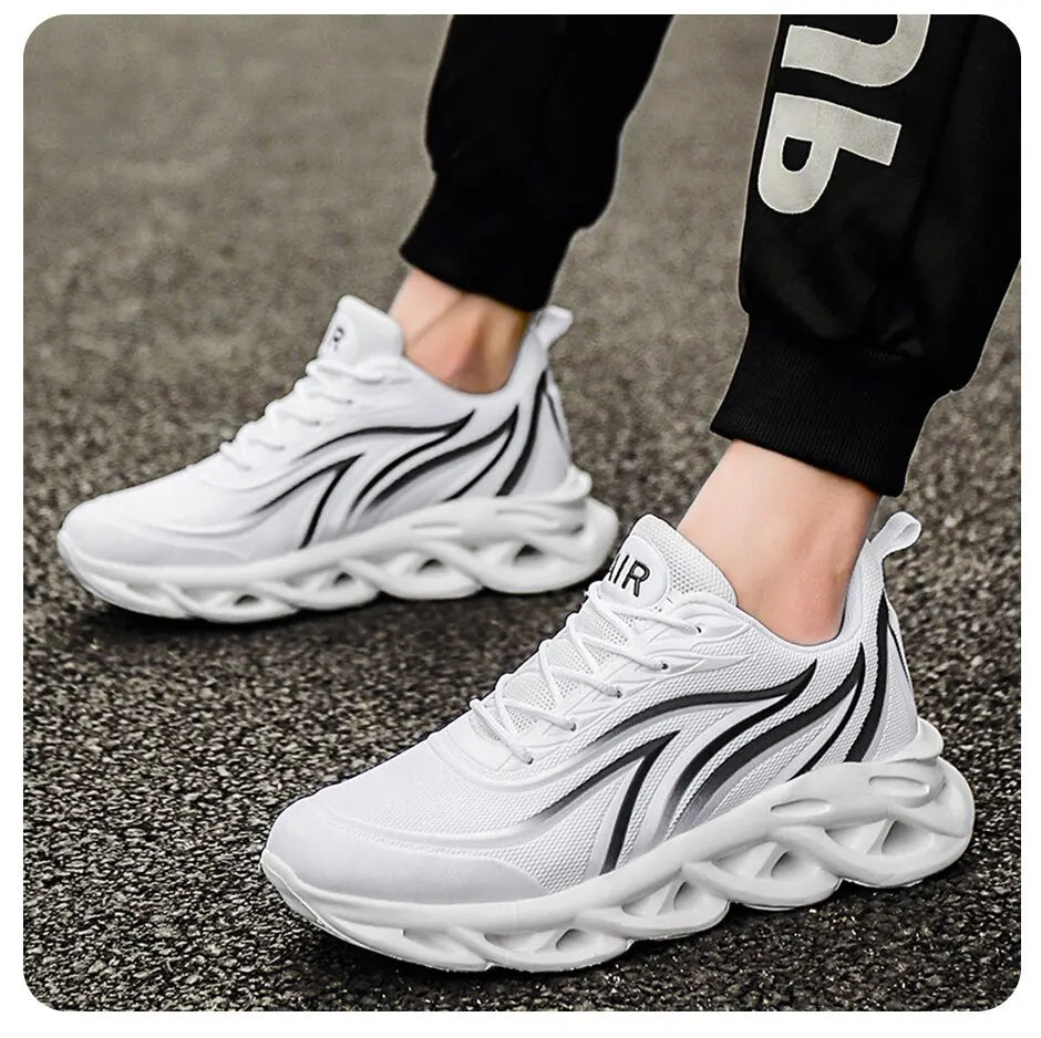 Fashion Running Shoes for Men 
Flame Printed Sneakers, Knit Athletic Sports Blade Trainers