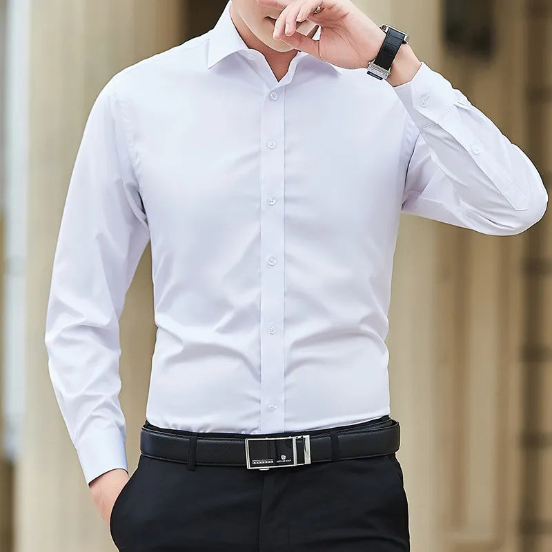 Men Solid Color Classic Business Shirt