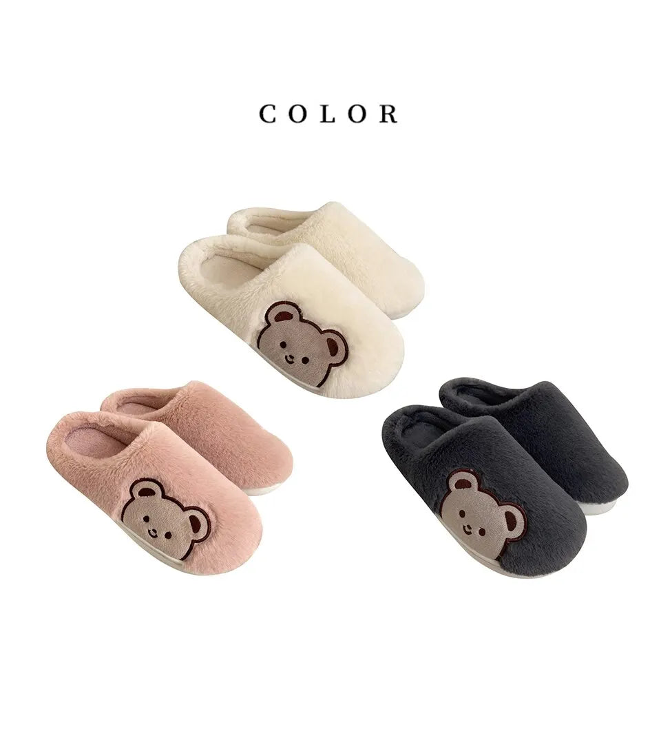 Cute Animal Fur Slipper For Women
Winter Warm Slippers Cartoon Teddy Bear House Shoes