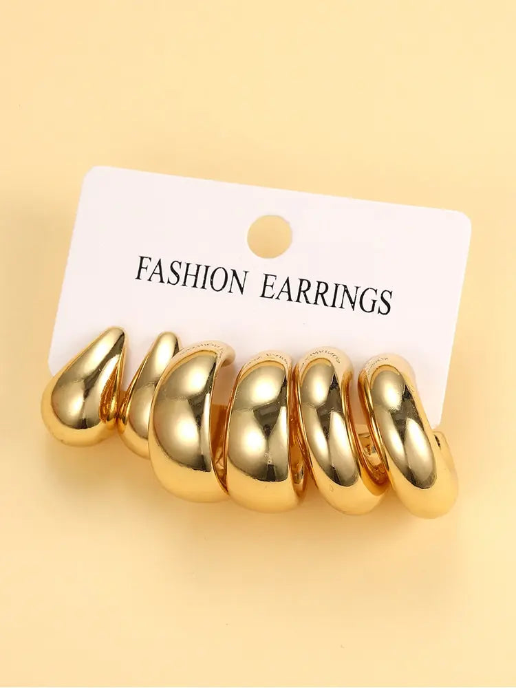 3 Pcs Set Trendy Classic Style Copper Earrings