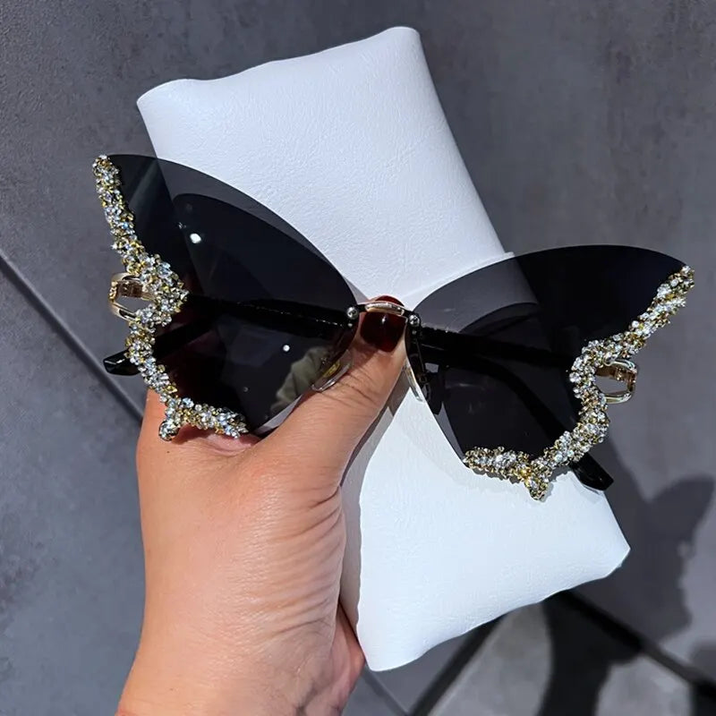 Luxury Diamond Butterfly Sunglasses for Ladies