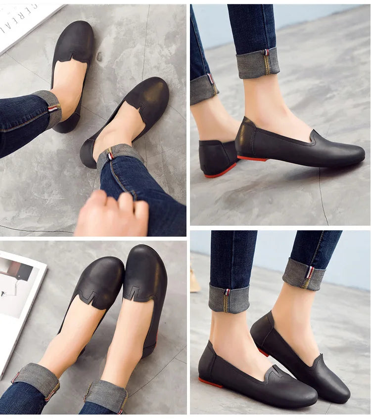 Women shoes for spring withs genuine leather 
casual sweet women flat shoes