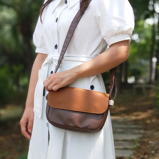 Simple Japanese Fashion Women Messenger Bag 
Soft Leather Casual Shoulder, Crossbody Bag. Small & Mobile