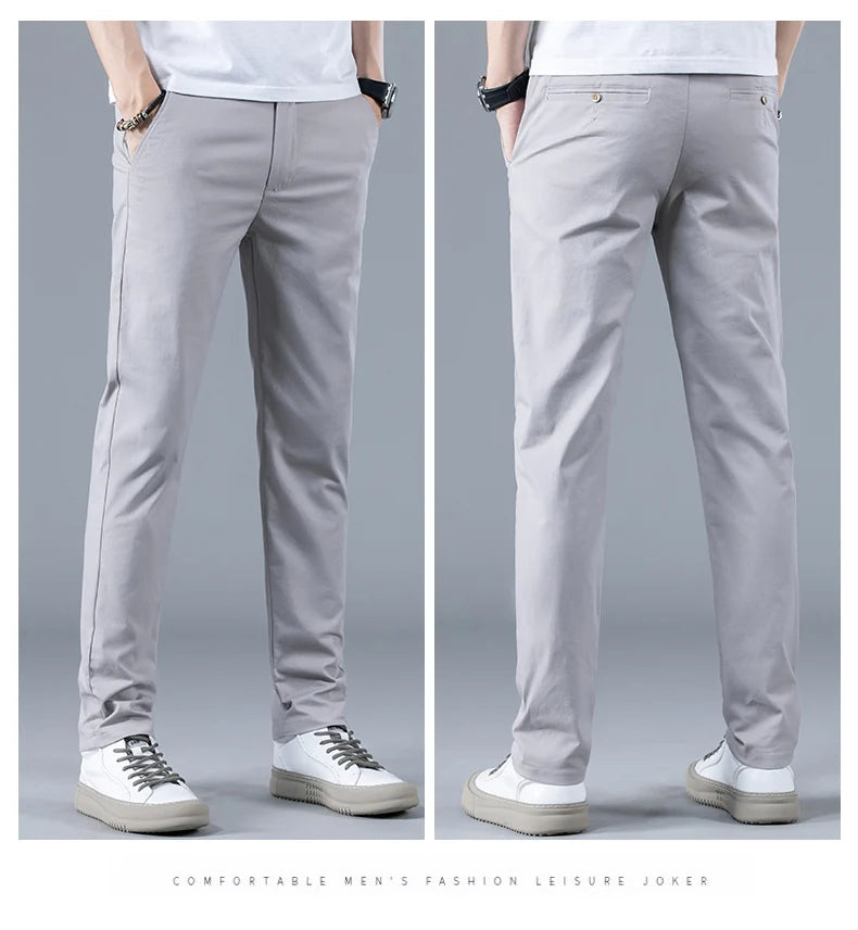 Men Thin Cotton Straight Casual Pants