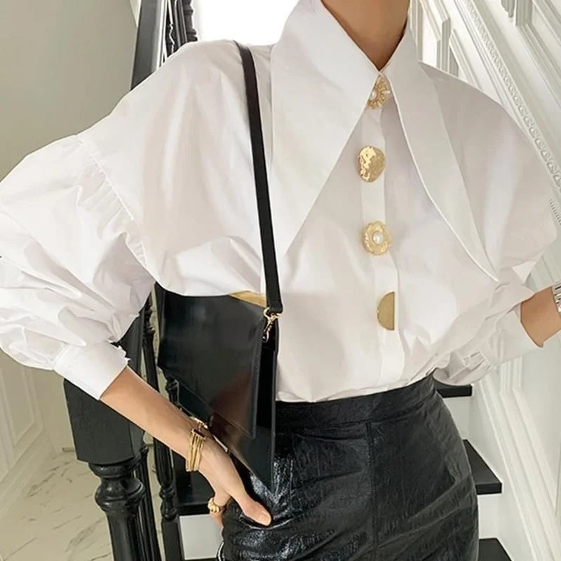 Sharp Corner Lapel Lady Blouses