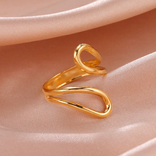 Stainless Steel Irregular Geometric Ring, Gold Color 
Open Finger Rings