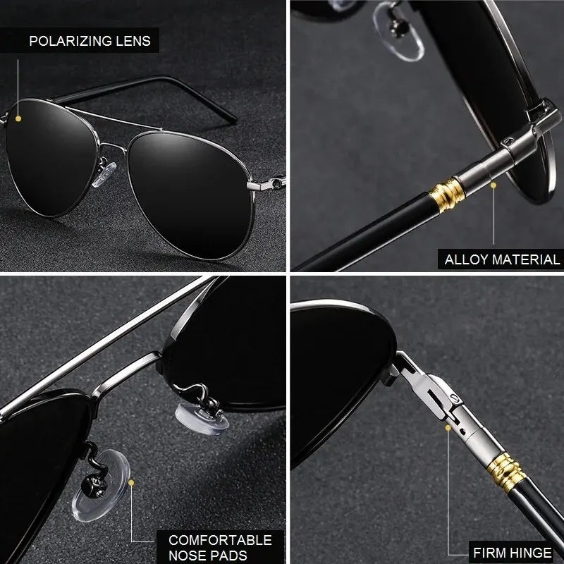 Aviator Polarized Sunglasses For Men & Women 
Pilot Driving Fishing Metal Sun Glasses